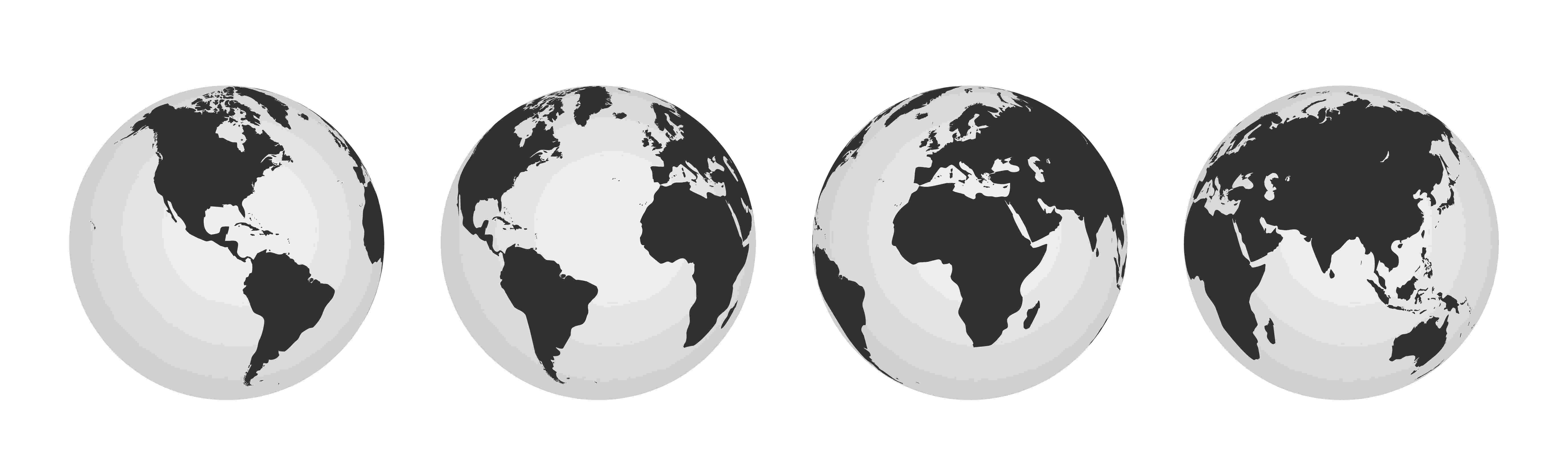 a black and white stylised earth